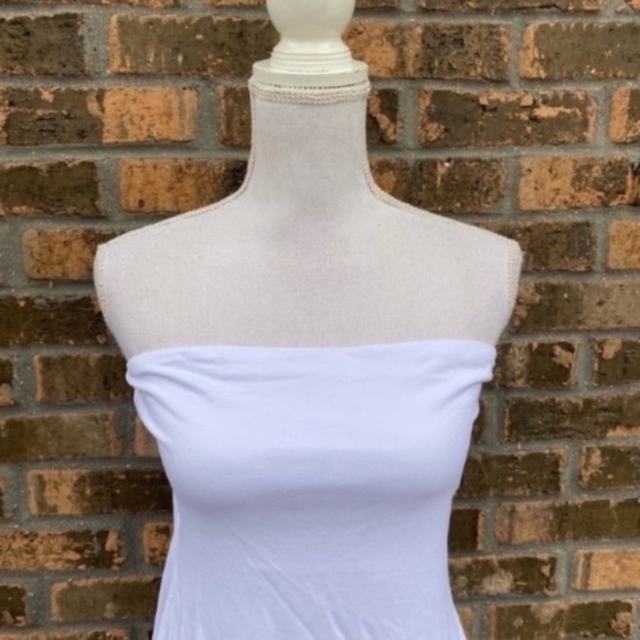 Susana Monaco Dress Ruffle Hem Strapless White Size XL Bridal Graduation - Picture 4 of 5